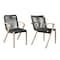 Armen Living Nabila Outdoor Light Eucalyptus Wood and Charcoal Rope Dining Chairs, PK2 840254333413 - alternate 1
